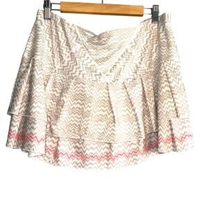 Lucky in Love XL Skort Tan White Pink Chevron Print Tennis Golf Activewear
